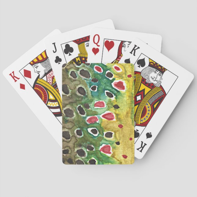 Brown Trout Fly Fisherman Spel Kort (Baksidan)