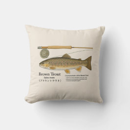 Brown Trout Fly Fishing Throw Pillow Kudde