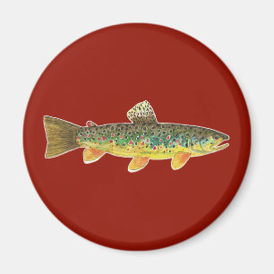 Brown Trout Flygfiske Fisherman Angler Magnet
