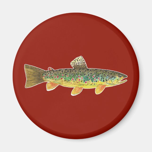 Brown Trout Flygfiske Fisherman Angler Magnet (Framsidan)