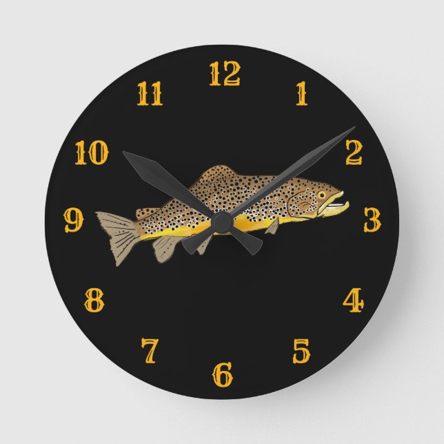 Brown Trout Flygfiske Rund Klocka (Framsida)