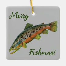 Brown Trout Merry Fishmas Ornament