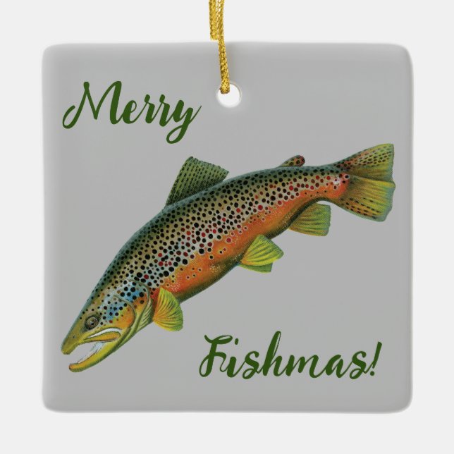 Brown Trout Merry Fishmas Ornament (Framsida)