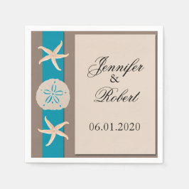 Brown Turkvoise Band Bröllop Napkin Pappersservett