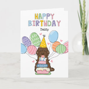 Brown Tuxedo Cockapoo Cavapoo Hund Grattis på föde Kort