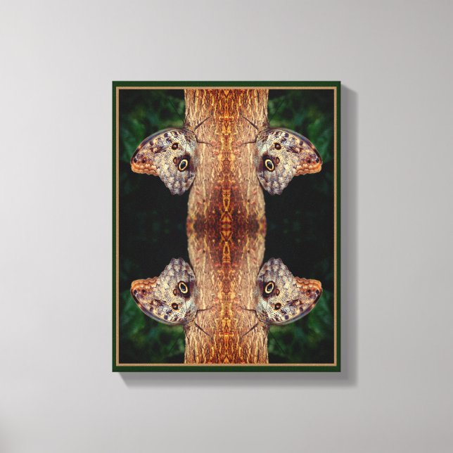 Brown Uggla Butterfly Close Nature Abstrakt Canvastryck (Framsida)