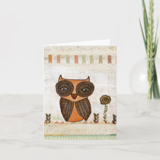 Brown Uggla Mixed Media Rustic Art Kort