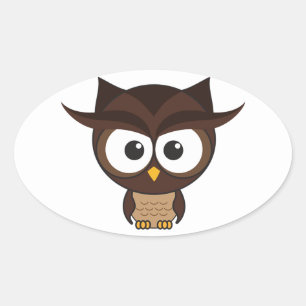 Brown Uggla Ovalt Klistermärke