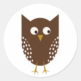 Brown Uggla Sticker Runt Klistermärke