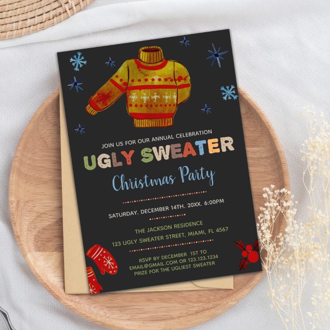Brown Ugly Sweater-Julfest Inbjudningar (Brown Ugly Sweater Invitations)
