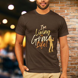 Brown Urban Typography Jag lever Grace Life T Shirt