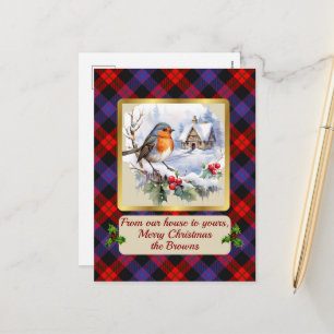 Brown Vapensköld och Tartan w/Robin Personlig Helg Vykort