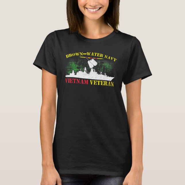 Brown Vatten flottan Vietnam Veteran T Shirt (Framsida)