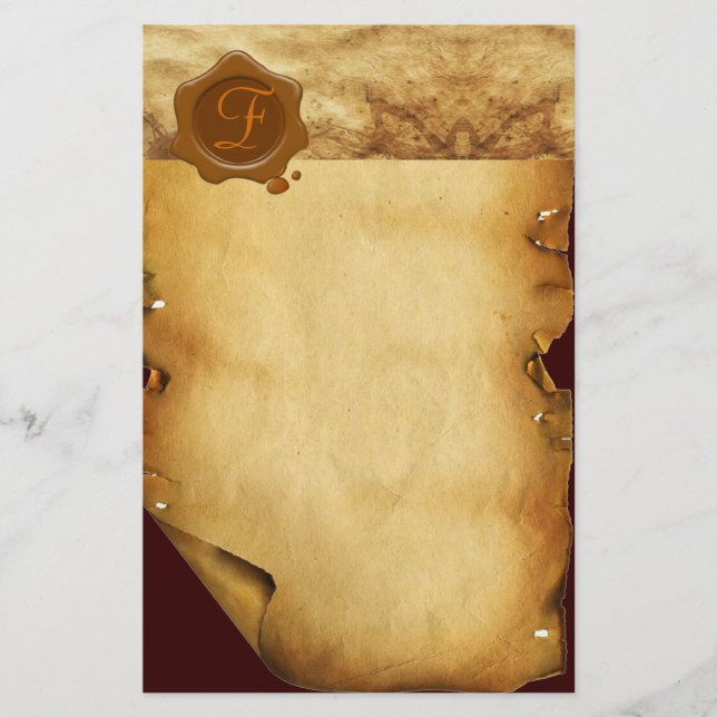 BROWN VAX SEAL PARCHMENT Monogram Brevpapper (Framsida)