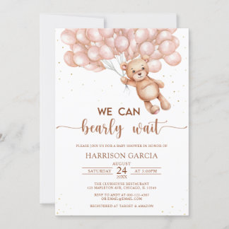 Brown vi kan avvakta Nallen Baby Shower Inbjudningar