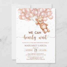 Brown vi kan avvakta Nallen Baby Shower Inbjudningar