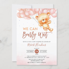 Brown vi kan avvakta Nallen Baby Shower Inbjudningar