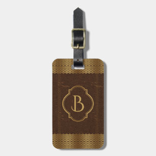 Brown Vintage Leather Guld Gräns Bagagebricka