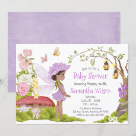 Brown Violet Fairy Blommigt Baby Shower Inbjudningar