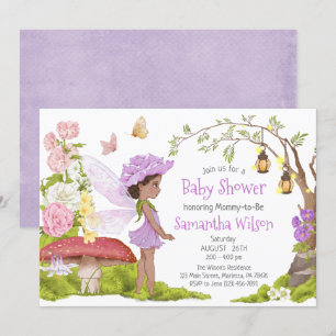 Brown Violet Fairy Blommigt Baby Shower Inbjudningar