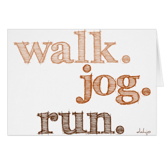BROWN WALK JOG SPRINGA (typsnitt SHADED) Hälsningskort (Framsidan Horizontal)