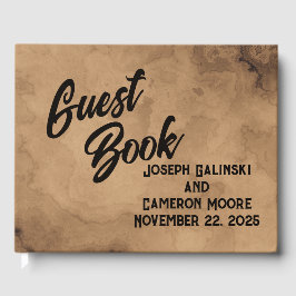 Brown Walnut Burl Bröllop Gästböcker