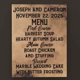 Brown Walnut Burl Bröllop Menu