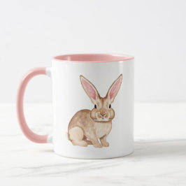 Brown Watercolor Bunny With Large Ears Cute Easter Mugg