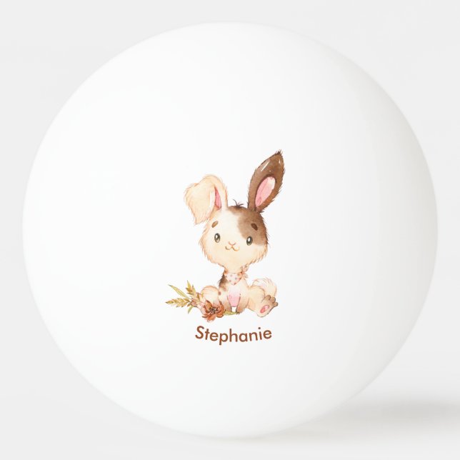 Brown Watercolor Little Bunny Pingisboll (Framsidan)