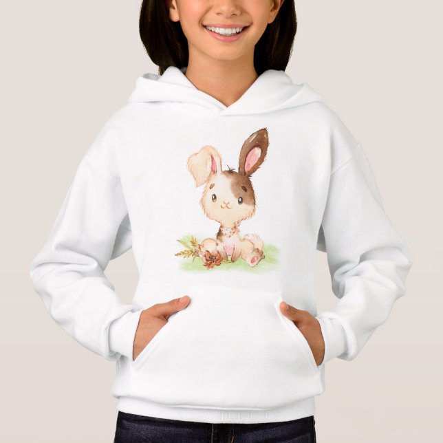 Brown Watercolor Little Bunny T Shirt (Framsida)