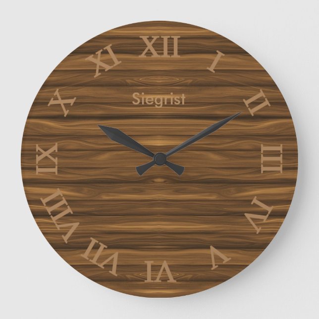 Brown Weasted Wood Stil Clock Stor Klocka (Framsida)