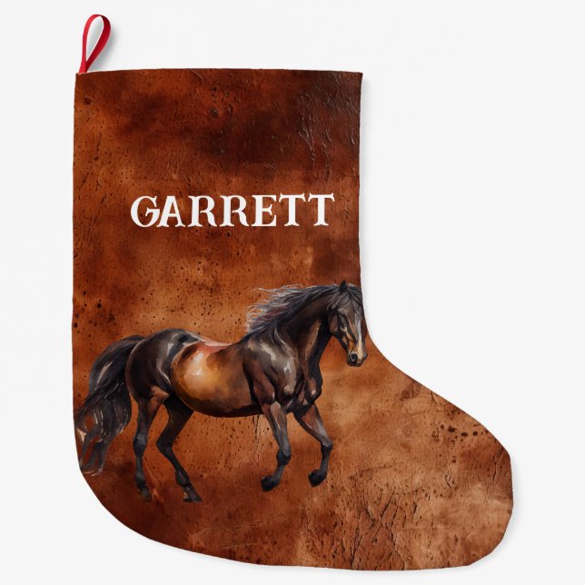 Brown Western Horse Stor Julstrumpa (Framsidan)