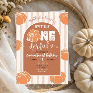 Brown Whimsical Rand Pumpkin Onederful Birthday Inbjudningar