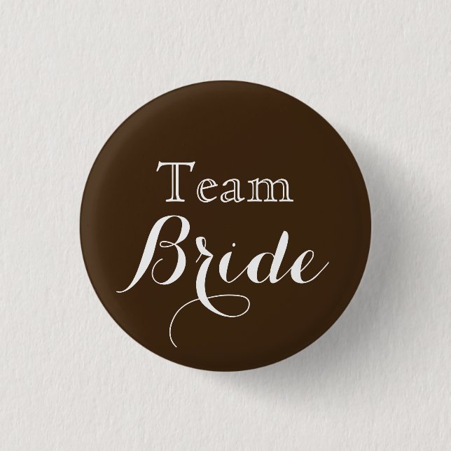 Brown White Bröllop Team Bride Knapp (Framsida)