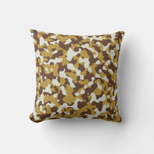 Brown White Camouflage Pillow Kudde