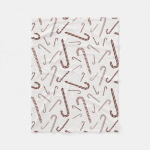 Brown & White Candy cane Mönster Fleecefilt