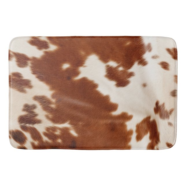 Brown White Cowhide Badrumsmatta (Framsidan)