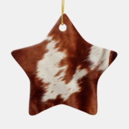 Brown White Cowhide Julgransprydnad Keramik