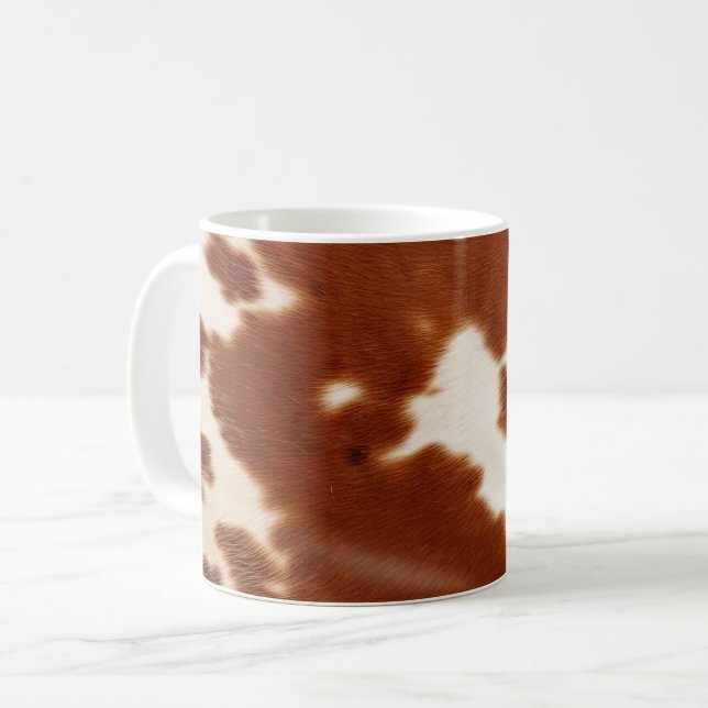 Brown White Cowhide Kaffemugg (Framsida vänster)