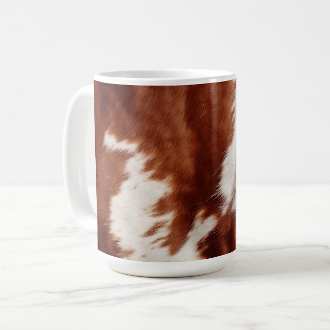 Brown White Cowhide Kaffemugg (Framsida vänster)