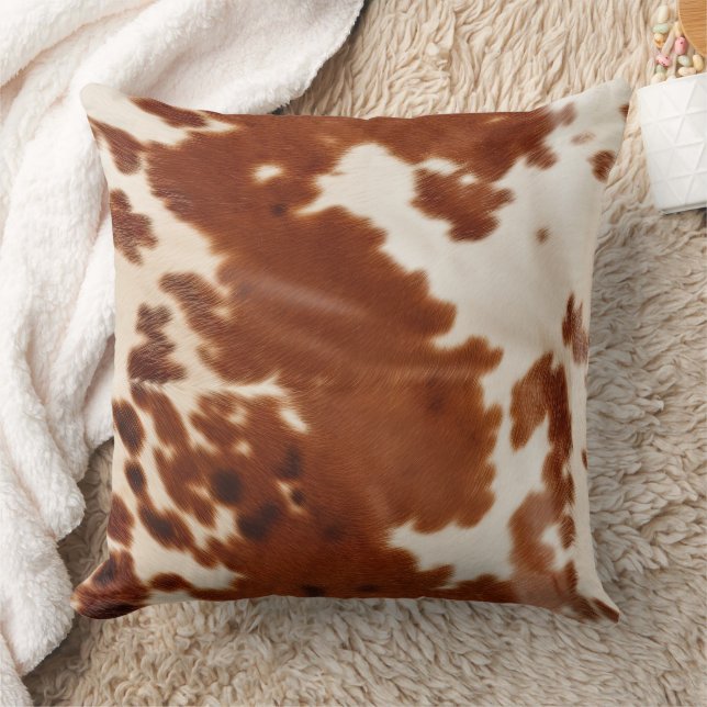 Brown White Cowhide Kudde (Filt)