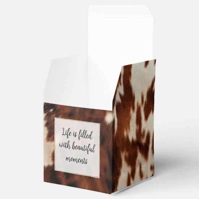 Brown White Cowhide Presentaskar (Öppnad)