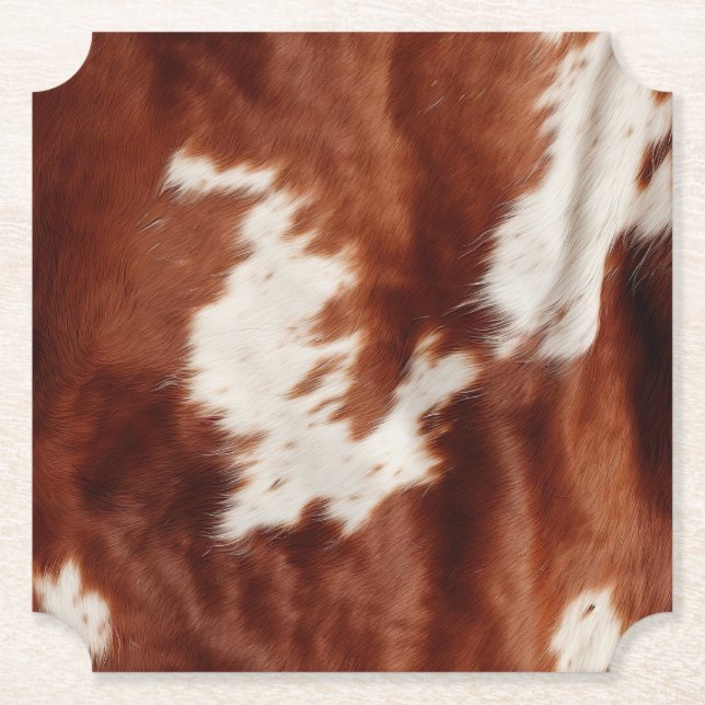 Brown White Cowhide Underlägg Papper (Framsida)