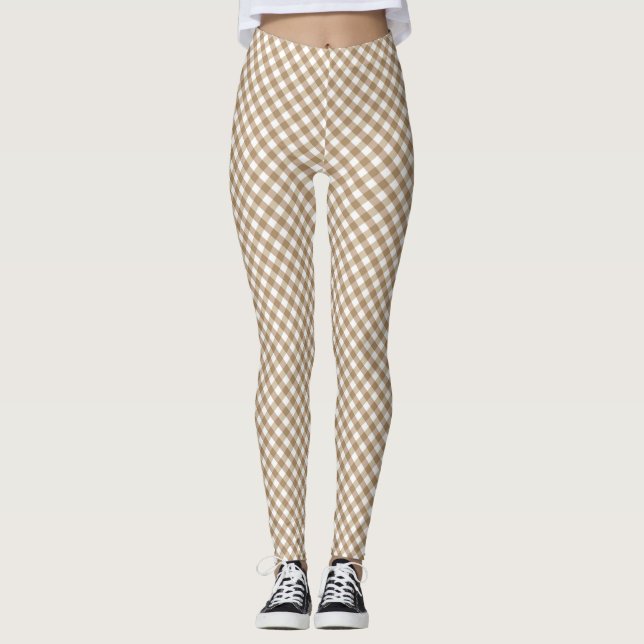 Brown White Gingham Leggings (Framsida)