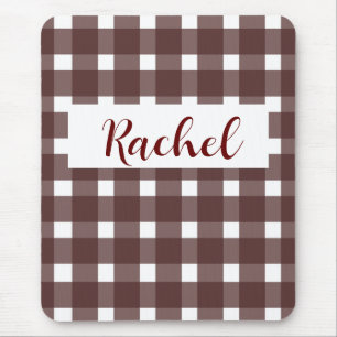 Brown White Gingham Personlig Musmatta