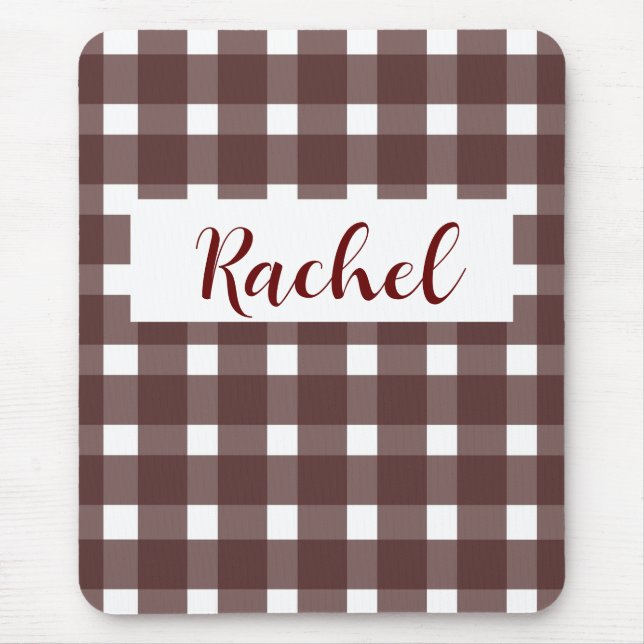 Brown White Gingham Personlig Musmatta (Framsidan)