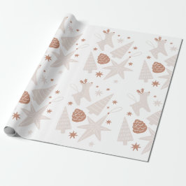 Brown White Illustrated-julafton Wrapping Papper Presentpapper