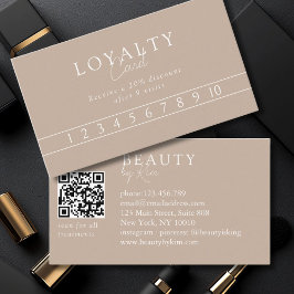 Brown & White Minimal Elegant, Salon QR Code Visitkort
