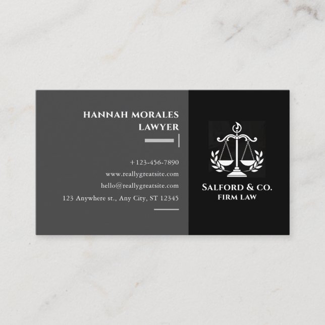 Brown & White, minimalist Attorney Modern Lawyer Visitkort (Framsida)