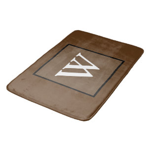 Brown White Monogram Badrumsmatta